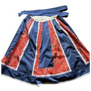 Vintage Carefree Fashions Scottsdale Western Panel Skirt Lace Red Bandana L/XL